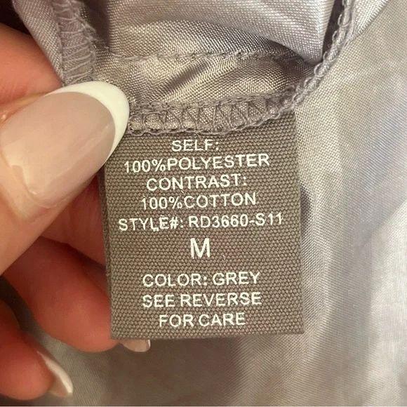 Gray rosette tiered ruffle mesh mini dress M fairycore coquette brunch soft girl - Picture 12 of 16